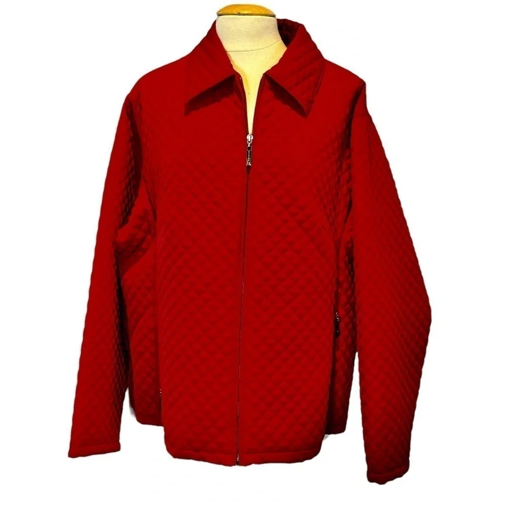 ❄️❄️ Aeros Red Quilted Zip Front Jacket Plus 3X